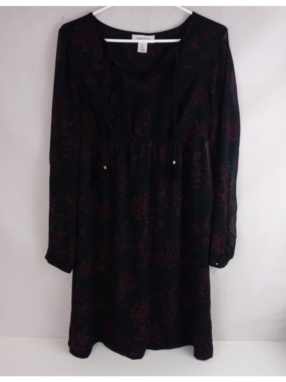 Motherhood Maternity Black Dress With Pink & Blue Floral Design Size Small